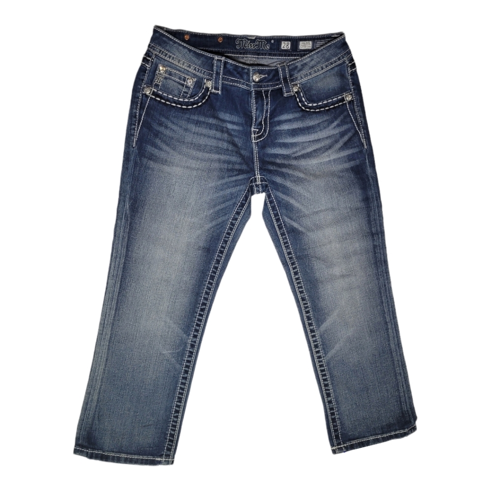 Miss Me Mid Rise Cuff Capri denim jeans